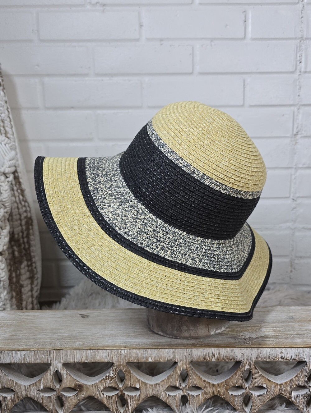 Magid Hats Tan And Black Striped Paper Sun Hat